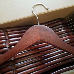 New in Box! 30 Premium Wood Clothes Hangers Cherry